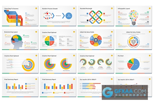 123页精美图形图表彩色PPT模板 - 顶尖PPT