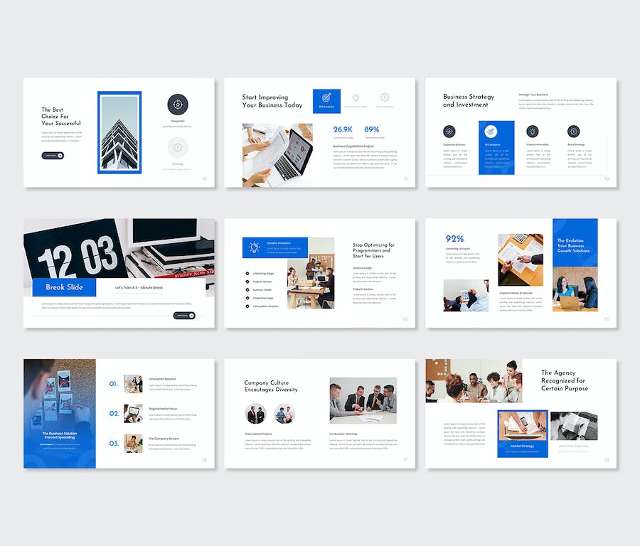 蓝色专业商务代理机构PPT模板 - 顶尖PPT