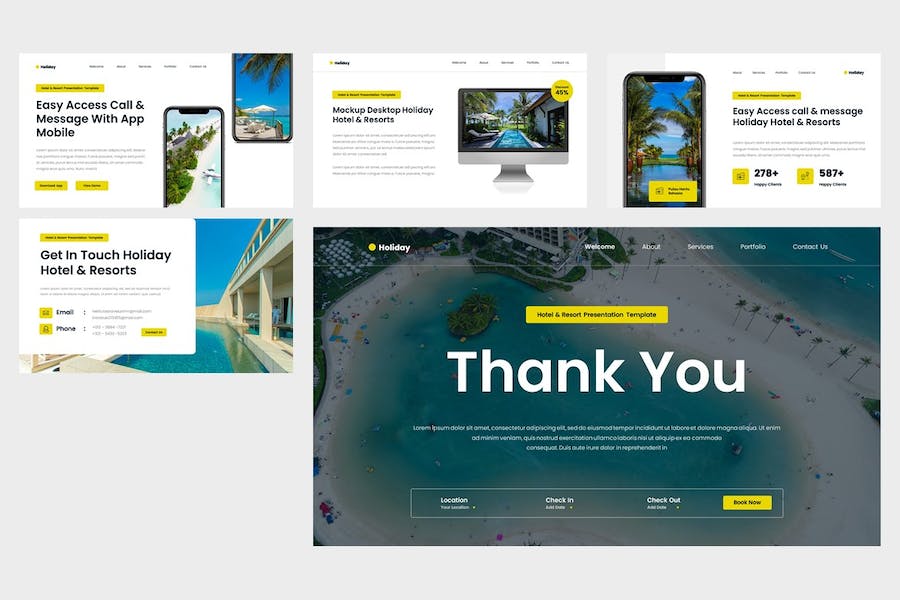 度假酒店预订推广宣传PPT模板 - 顶尖PPT