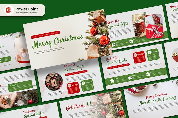 圣诞快乐红绿配色圣诞节祝福活动策划PPT模板 - 顶尖PPT