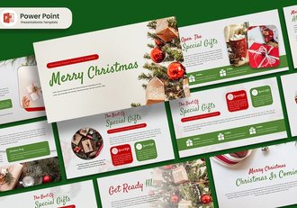 圣诞快乐红绿配色圣诞节祝福活动策划PPT模板 - 顶尖PPT