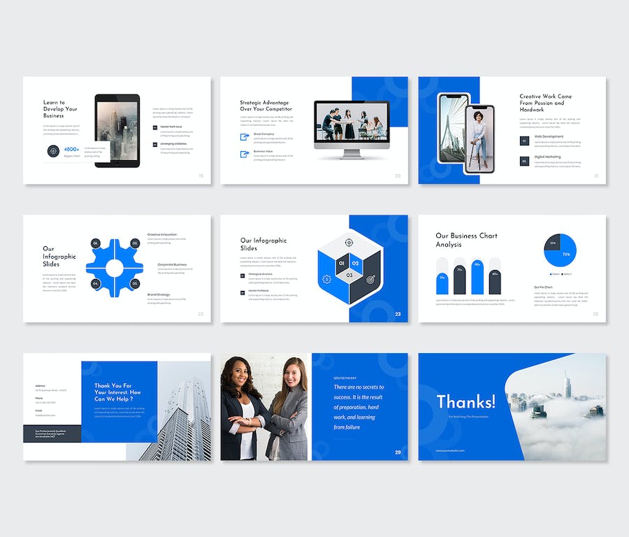 蓝色专业商务代理机构PPT模板 - 顶尖PPT