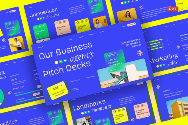 蓝色商务商业风格PPT模板 - 顶尖PPT