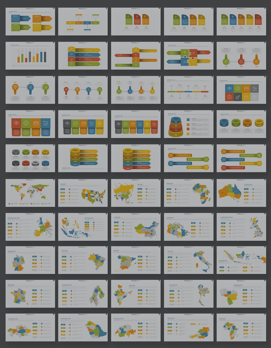 创意卡通人物数据图形版式地图PPT模板 - 顶尖PPT