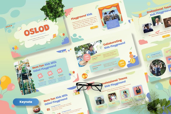 儿童游乐场娱乐设施推广Keynote模板 - 顶尖PPT