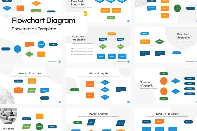 彩色PPT流程图形展示PPT模板 - 顶尖PPT