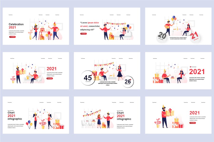 聚会派对庆典活动插画PPT模板 - 顶尖PPT