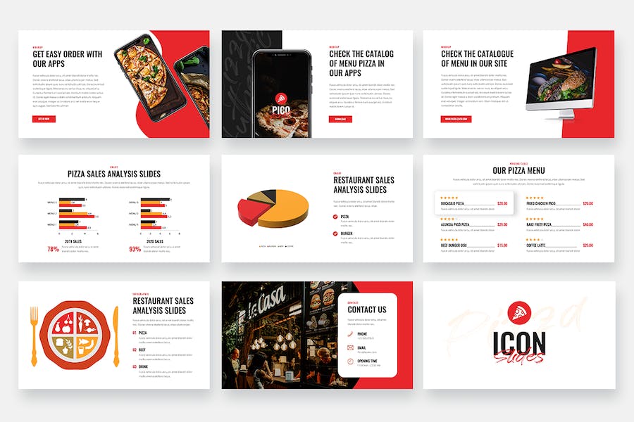 披萨美食品牌特色介绍展示PPT模板 - 顶尖PPT