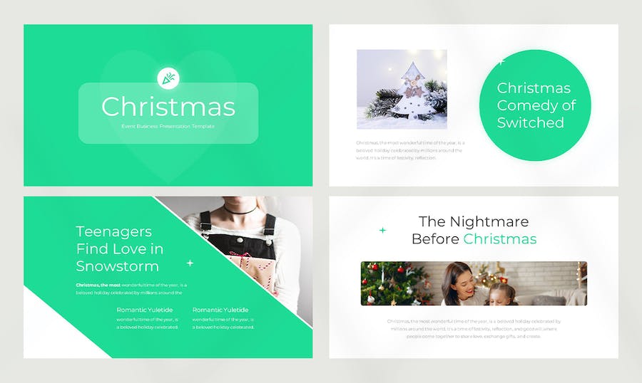 扁平化风格圣诞节活动派对圣诞快乐PPT模板 - 顶尖PPT