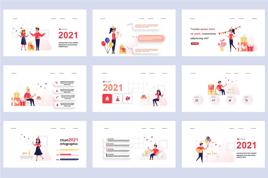 聚会派对庆典活动插画PPT模板 - 顶尖PPT