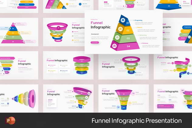 漏斗型数据流程展示PPT模板 - 顶尖PPT