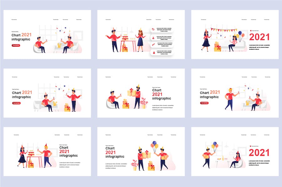 聚会派对庆典活动插画PPT模板 - 顶尖PPT