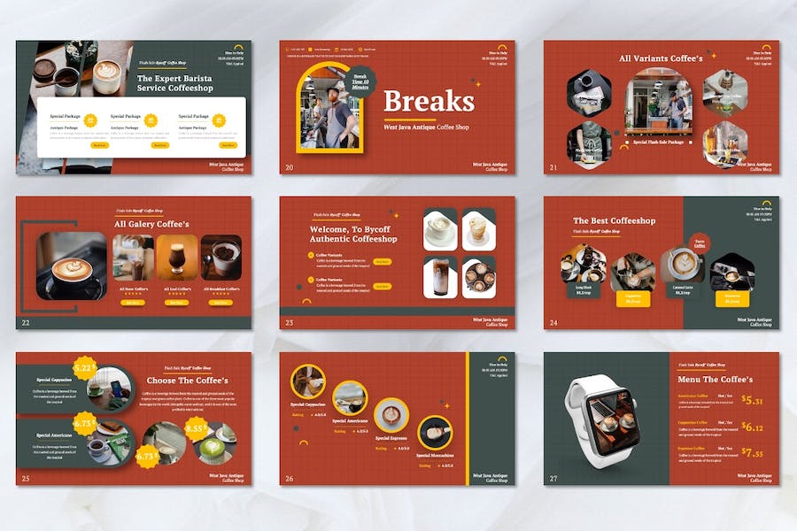 咖啡餐饮店铺品牌推广PPT模板 - 顶尖PPT