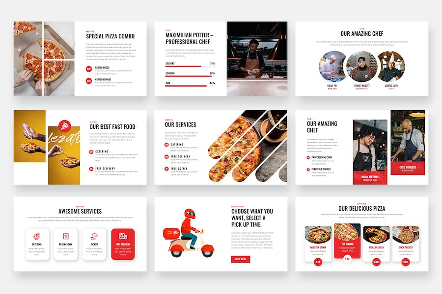 披萨美食品牌特色介绍展示PPT模板 - 顶尖PPT