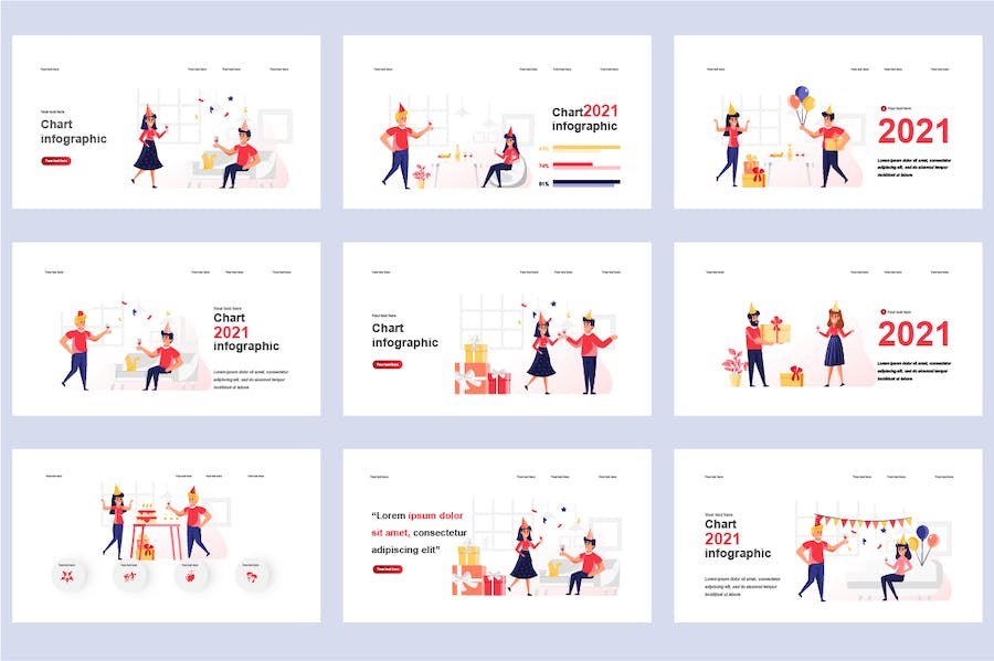 聚会派对庆典活动插画PPT模板 - 顶尖PPT