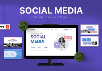 社交媒体技术PowerPoint模板 - 顶尖PPT
