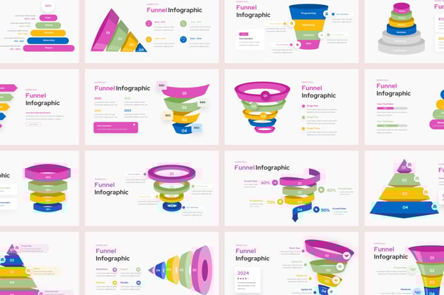漏斗型数据流程展示PPT模板 - 顶尖PPT