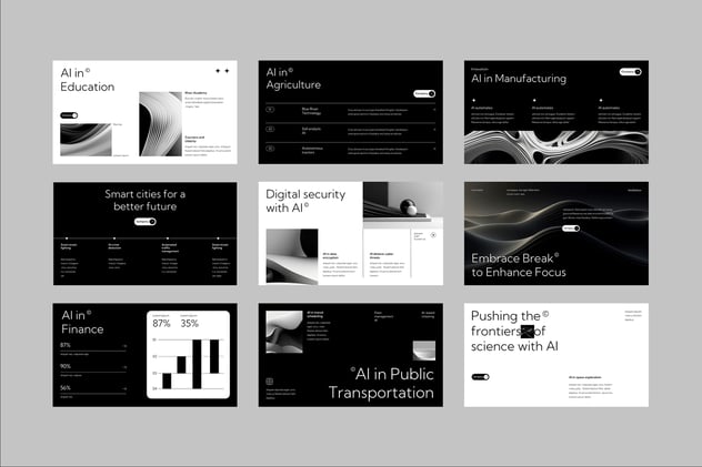 黑白配色现代人工智能AI keynote模板 - 顶尖PPT