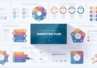 营销计划彩色信息图形PPT模板 - 顶尖PPT