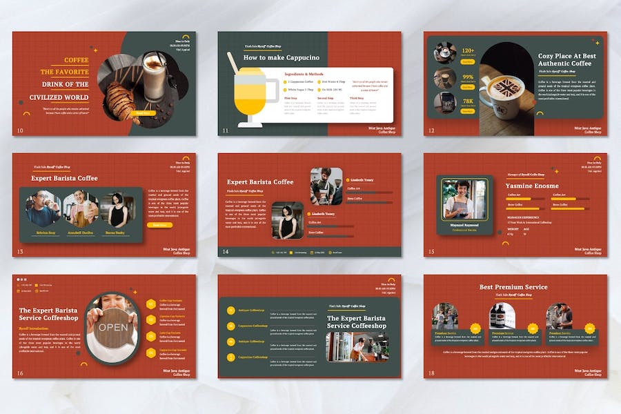 咖啡餐饮店铺品牌推广PPT模板 - 顶尖PPT