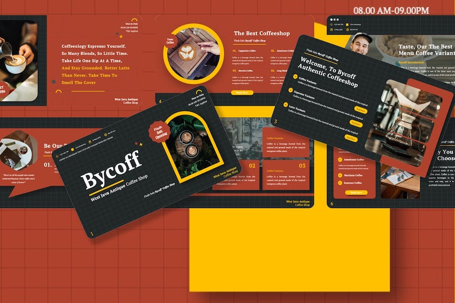 咖啡餐饮店铺品牌推广PPT模板 - 顶尖PPT