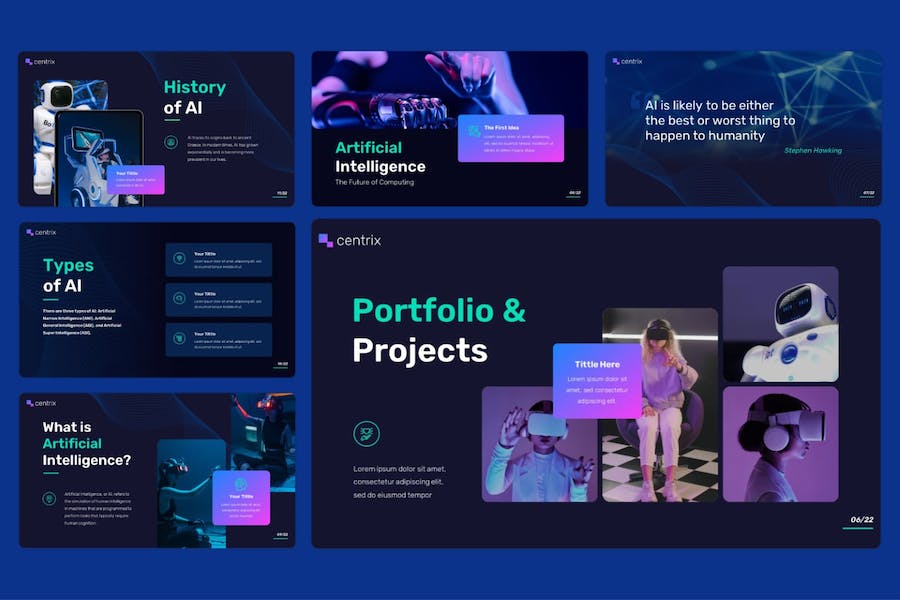 人工智能技术应用展示方案实现方案PPT模板 - 顶尖PPT