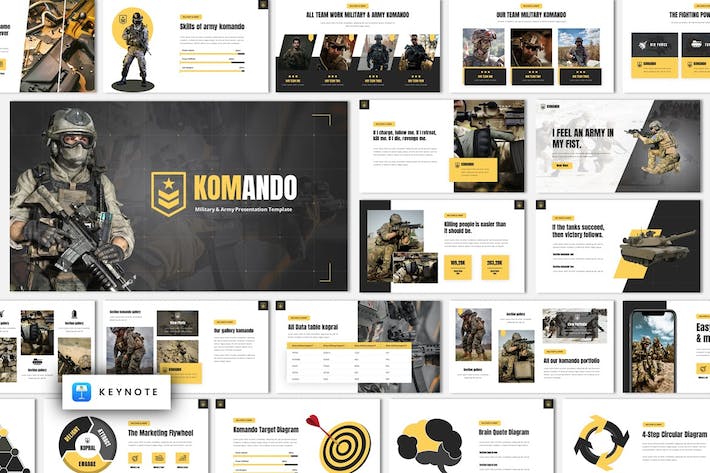 军事教育主题军队作战数据分析单兵武器介绍keynote模板 - 顶尖PPT
