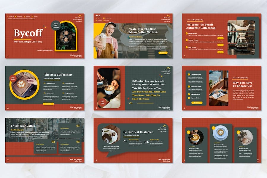 咖啡餐饮店铺品牌推广PPT模板 - 顶尖PPT