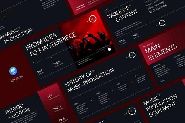 红黑配色音乐制作主题keynote模板 - 顶尖PPT