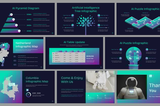 AI人工智能机器人PPT模板 - 顶尖PPT