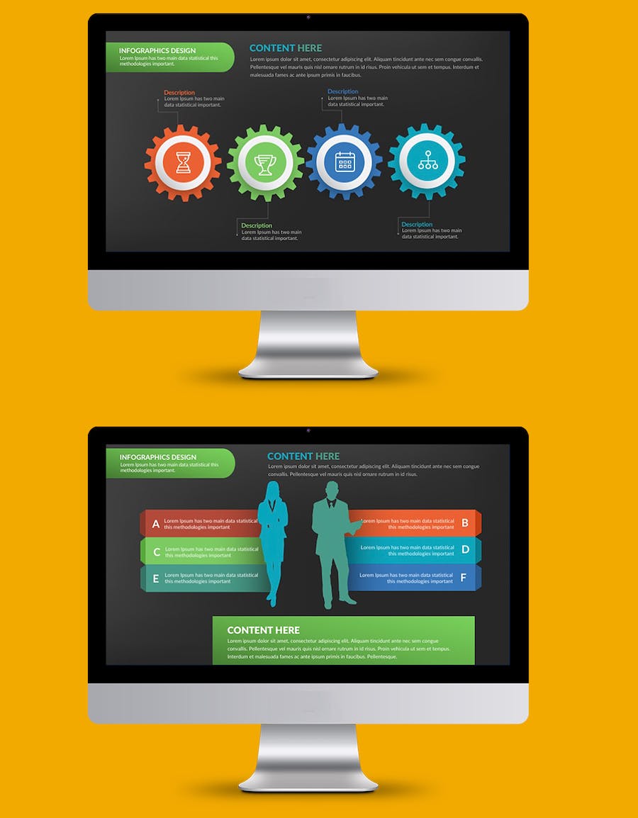 彩色多种样式数据分析对比图形图表keynote模板 - 顶尖PPT