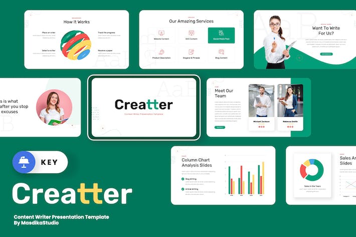 内容创作者工作成果主旨展示Keynote模板 - 顶尖PPT