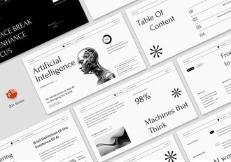 黑白配色现代人工智能PPT模板 - 顶尖PPT