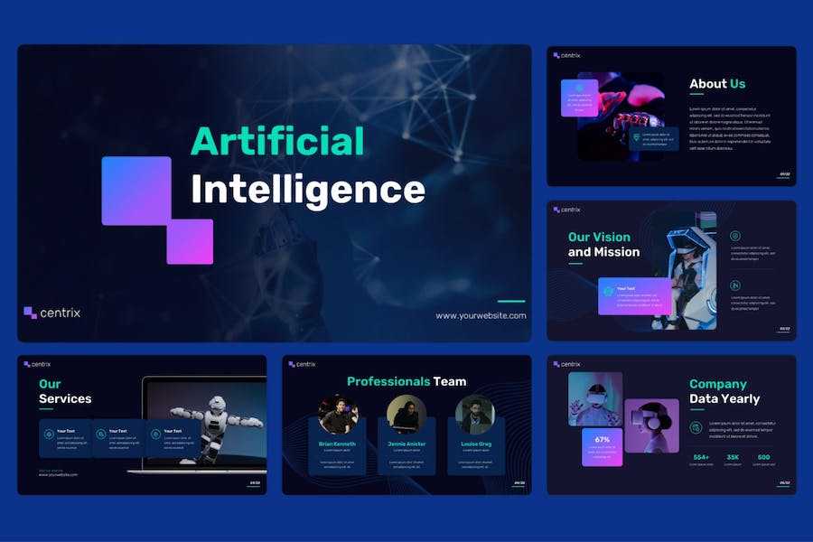 人工智能技术应用展示方案实现方案PPT模板 - 顶尖PPT