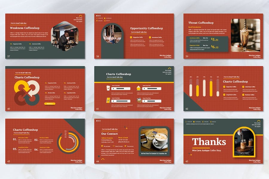 咖啡餐饮店铺品牌推广PPT模板 - 顶尖PPT