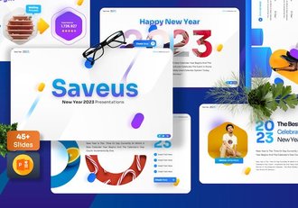 新年派对喜迎新年元旦祝福节日主题PPT模板 - 顶尖PPT