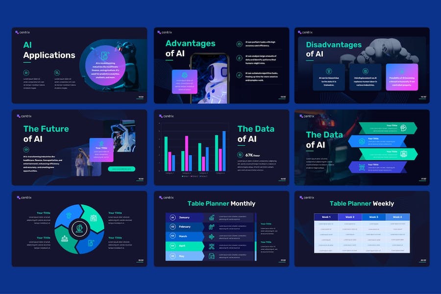 人工智能技术应用展示方案实现方案PPT模板 - 顶尖PPT