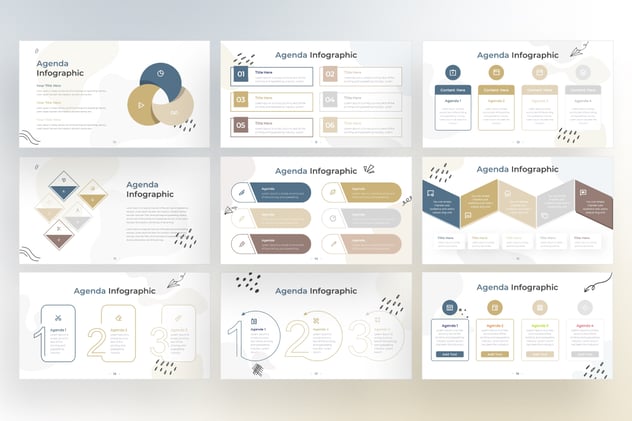 议程信息图图形涂鸦风格keynote模板 - 顶尖PPT