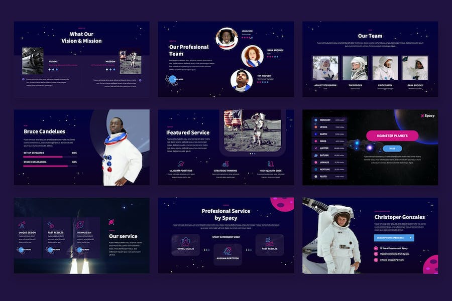 空间主题创意展示PPT模板 - 顶尖PPT