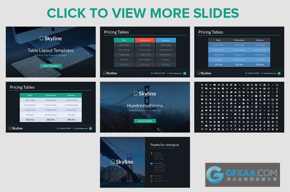 50多页扁平化多种统计分析图表PPT模板 - 顶尖PPT