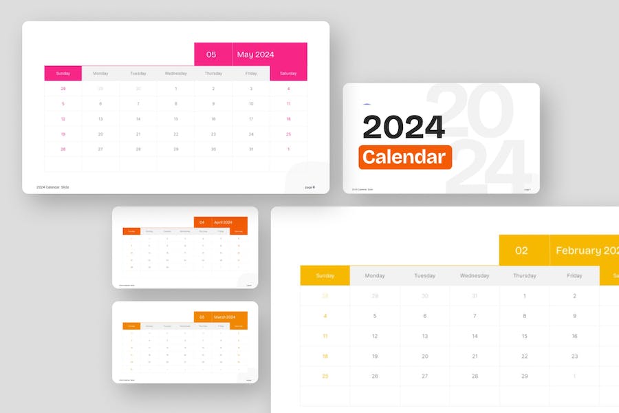 2024日历日期展示工作规划keynote模板 - 顶尖PPT