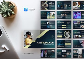 人工智能技术讲述发展趋势应用展示Keynote模板 - 顶尖PPT