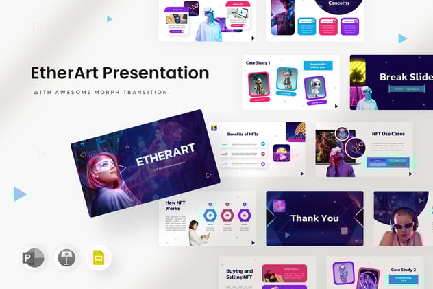 新拟态设计区块链NFT主题PPT模板 - 顶尖PPT