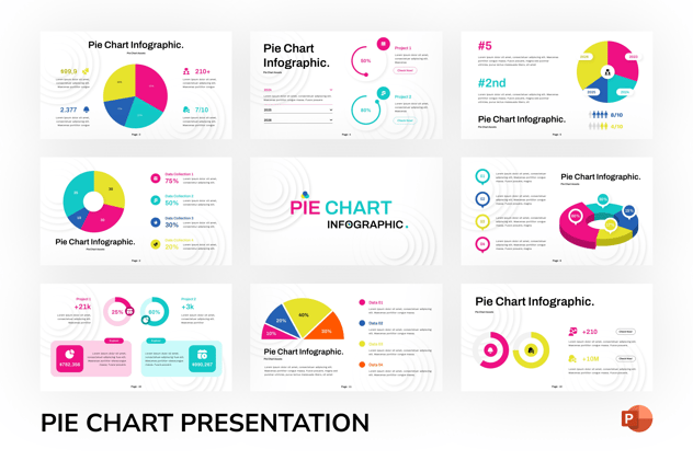 彩色多种样式圆环数据图饼图PPT模板 - 顶尖PPT
