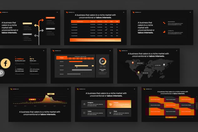 黑橙配色业务合作商业风格PPT模板 - 顶尖PPT