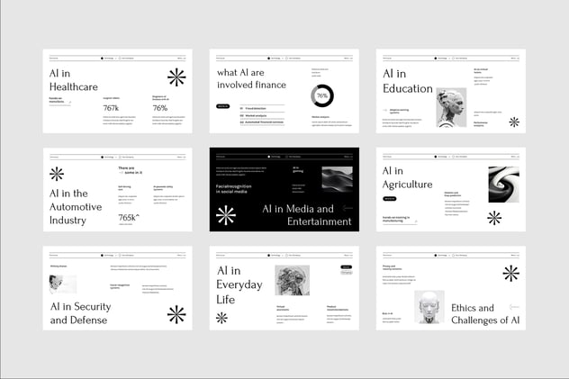 黑白配色现代人工智能PPT模板 - 顶尖PPT