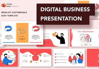 欧美数字商务插画设计高级PPT模板 - 顶尖PPT