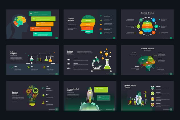 创意彩色科学主题图形图表keynote模板 - 顶尖PPT