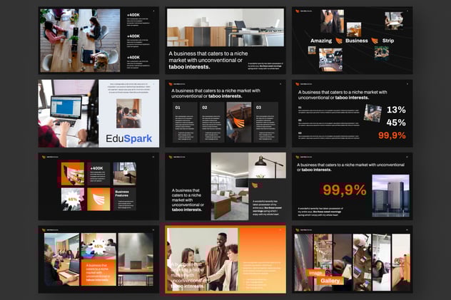 黑橙配色业务合作商业风格PPT模板 - 顶尖PPT