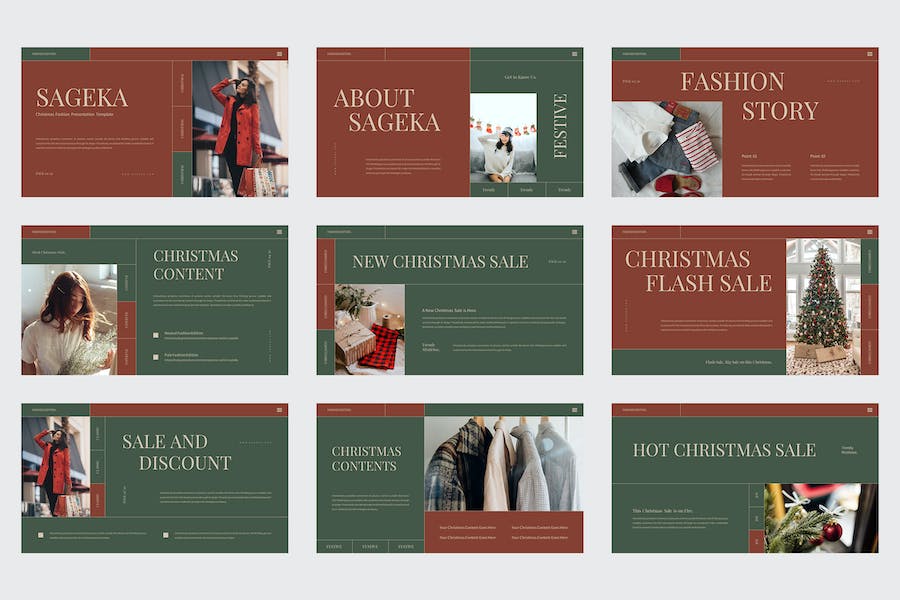 简约时尚风格圣诞节主题风格keynote模板 - 顶尖PPT